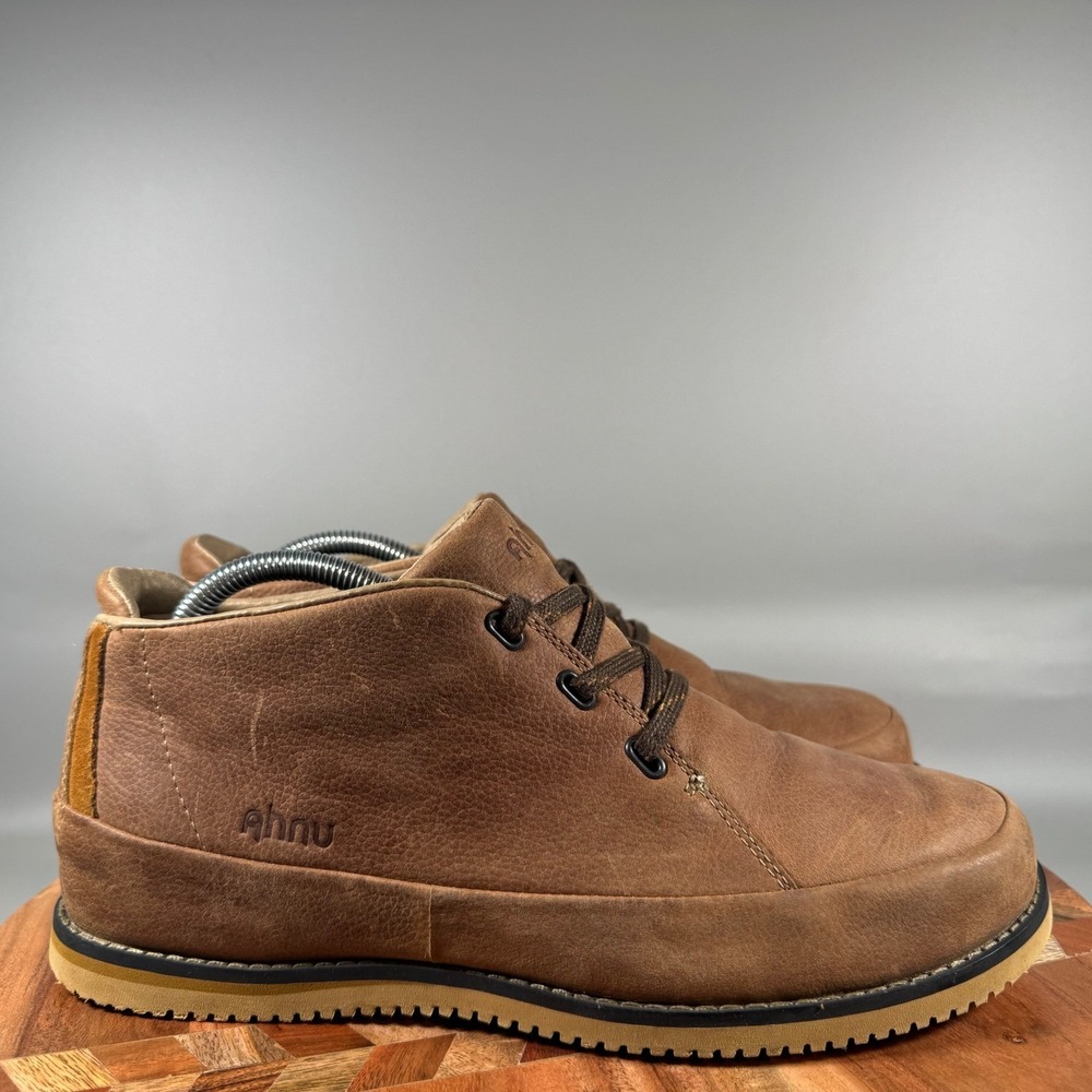 Ahnu Mens Brown Leather Vibram Evaflex Chukka Boots AF2446GLBR Size 9